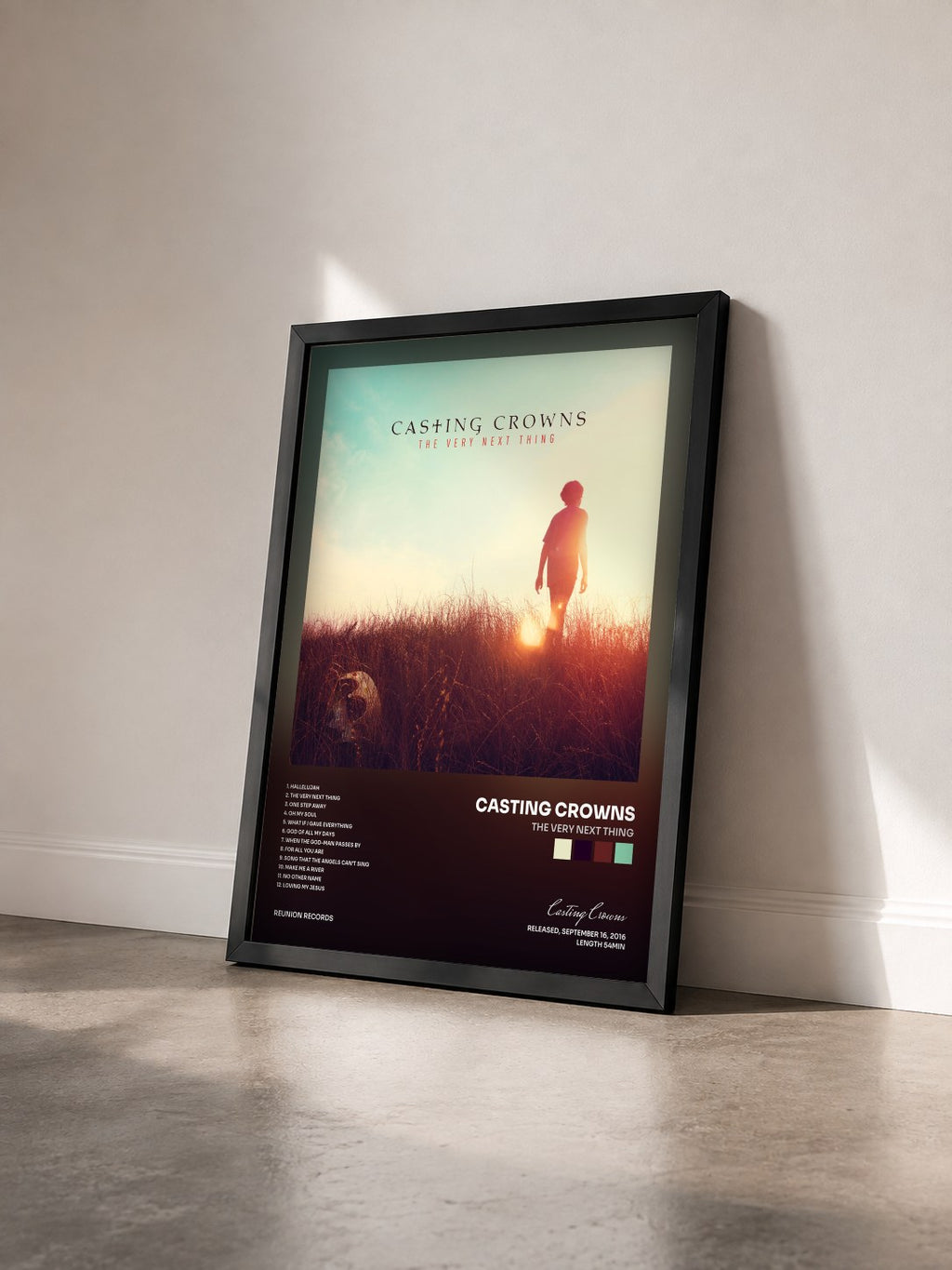 #noir Tableau de l'album The Very Next Thing de Casting Crowns vu de trois quarts, cadre noir