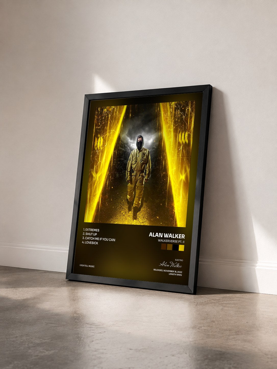 #noir Tableau de l'album Walkerverse Pt. II de Alan Walker vu de trois quarts, cadre noir
