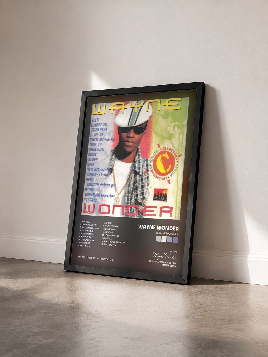 #noir Tableau de l'album Wanye Wonder de Wayne Wonder vu de trois quarts, cadre noir