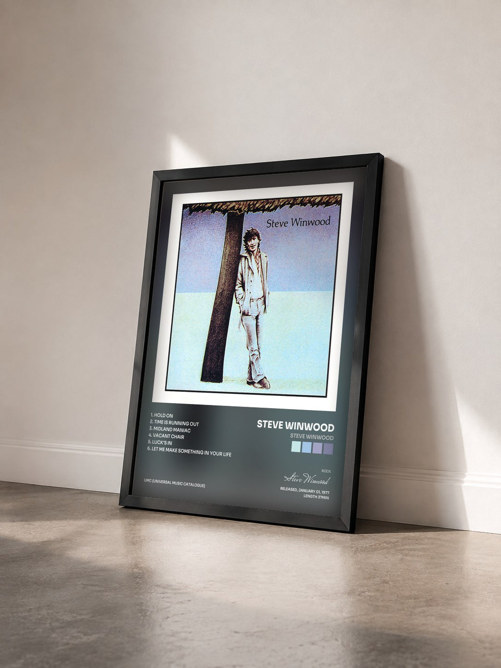 #noir Tableau de l'album Steve Winwood de Steve Winwood vu de trois quarts, cadre noir