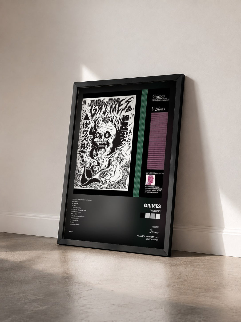 #noir Tableau de l'album Visions de Grimes vu de trois quarts, cadre noir