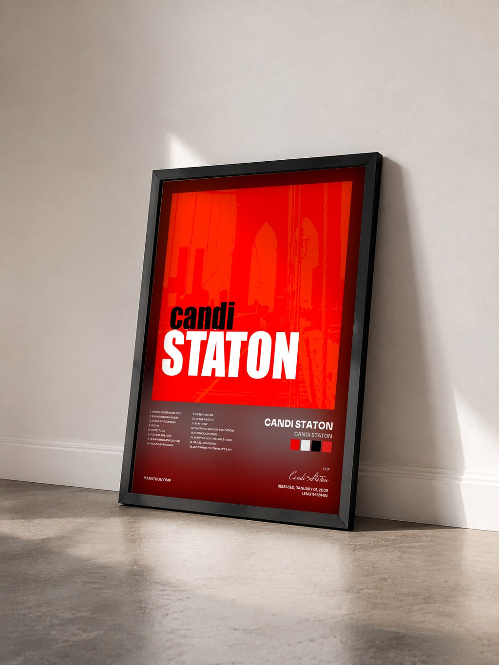 #noir Tableau de l'album Candi Staton de Candi Staton vu de trois quarts, cadre noir