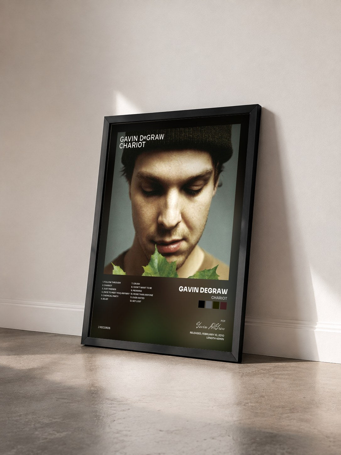 #noir Tableau de l'album Chariot de Gavin DeGraw vu de trois quarts, cadre noir