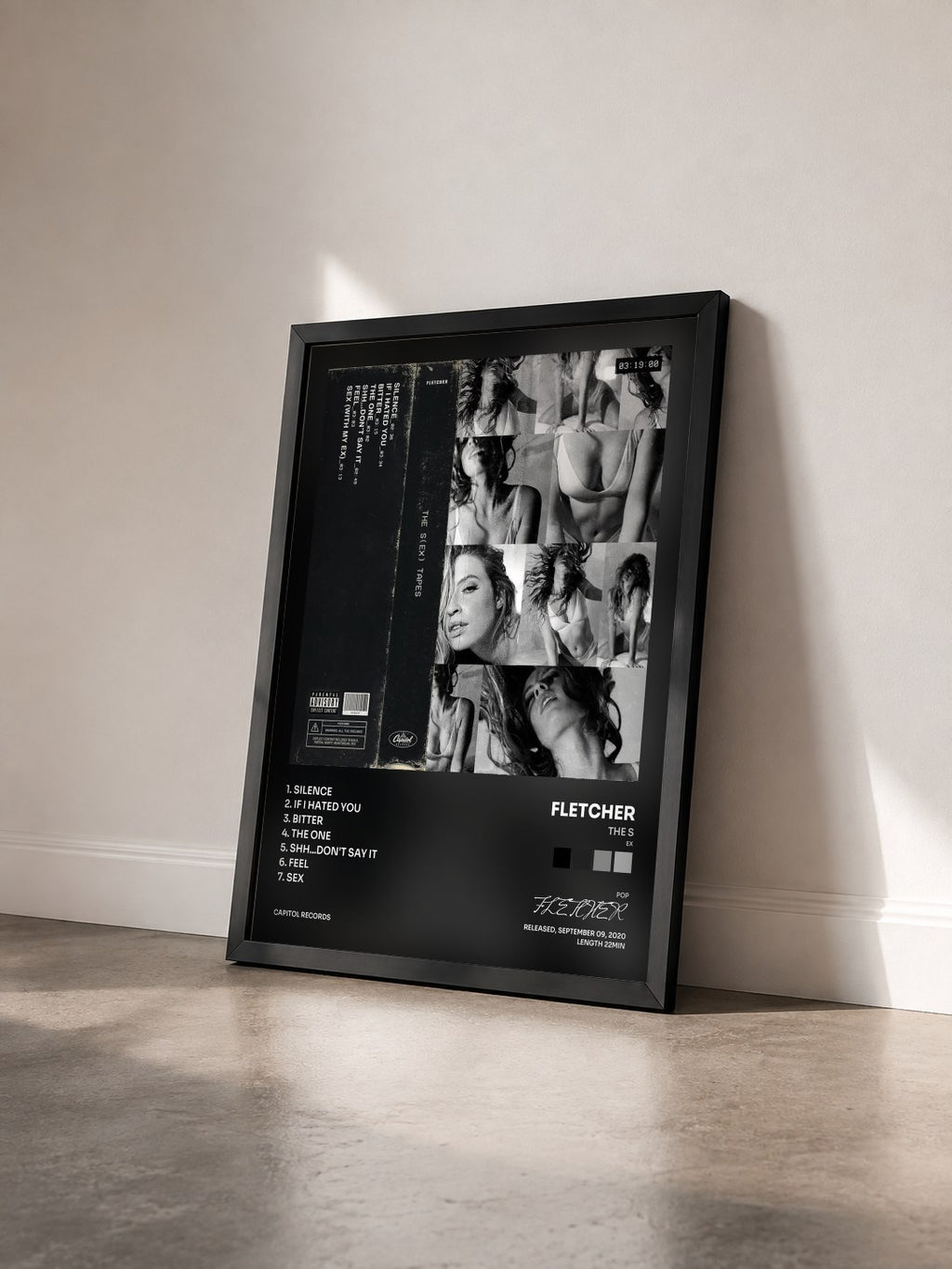 #noir Tableau de l'album THE S(EX) TAPES de FLETCHER vu de trois quarts, cadre noir