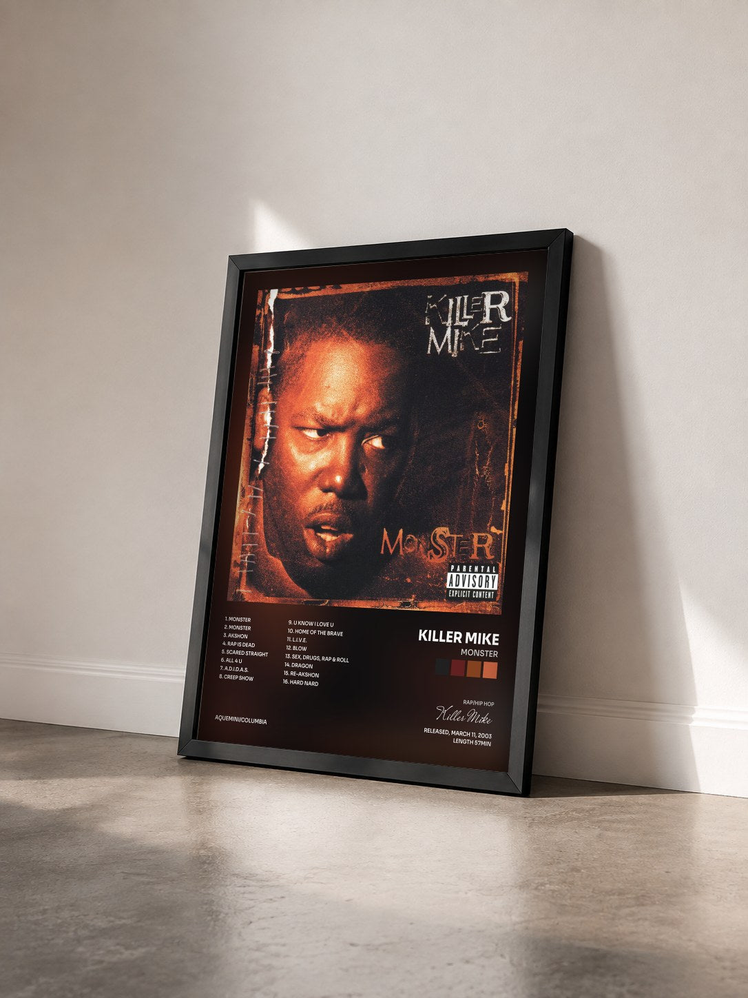 #noir Tableau de l'album Monster de Killer Mike vu de trois quarts, cadre noir