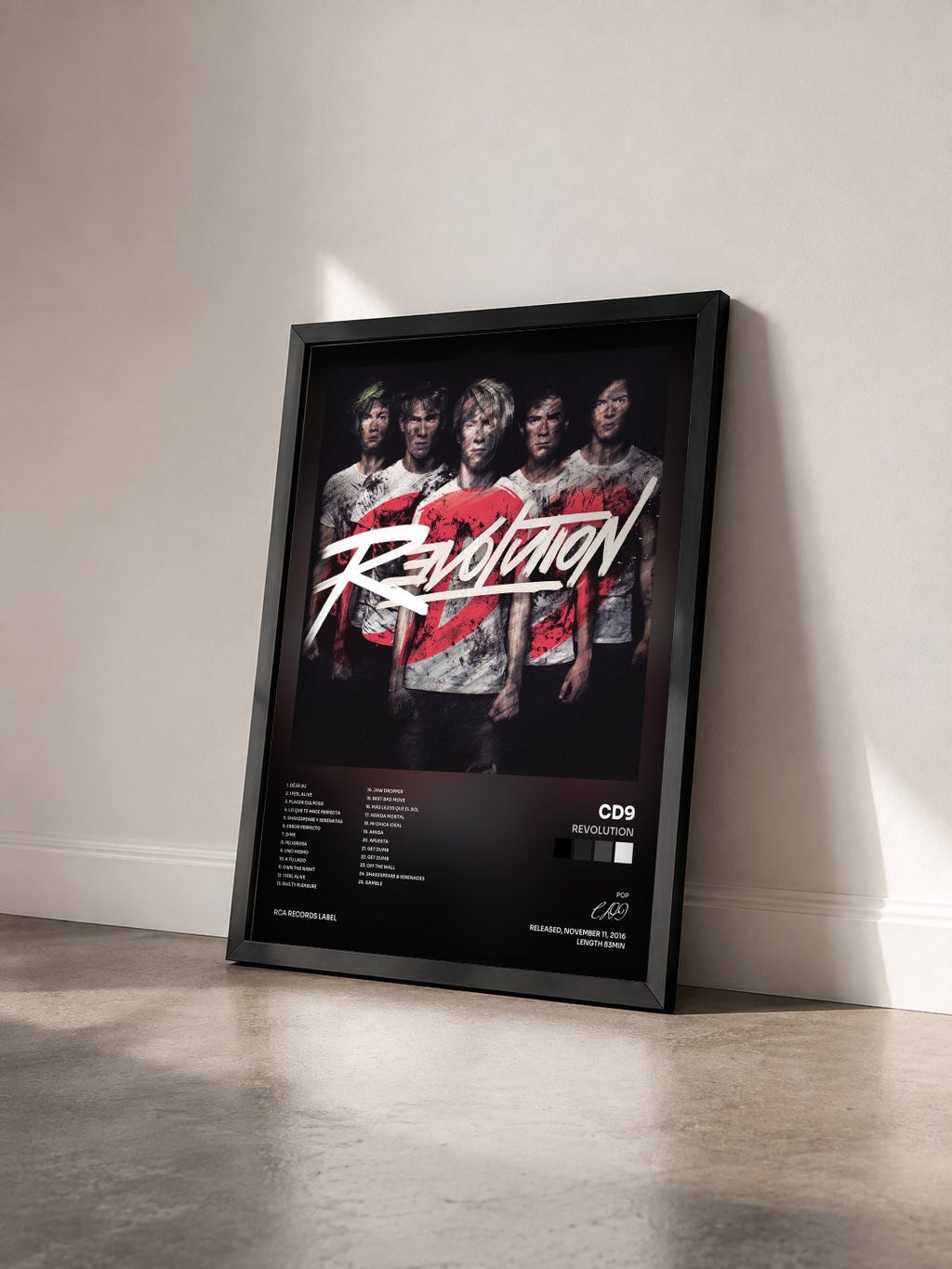#noir Tableau de l'album Revolution de CD9 vu de trois quarts, cadre noir