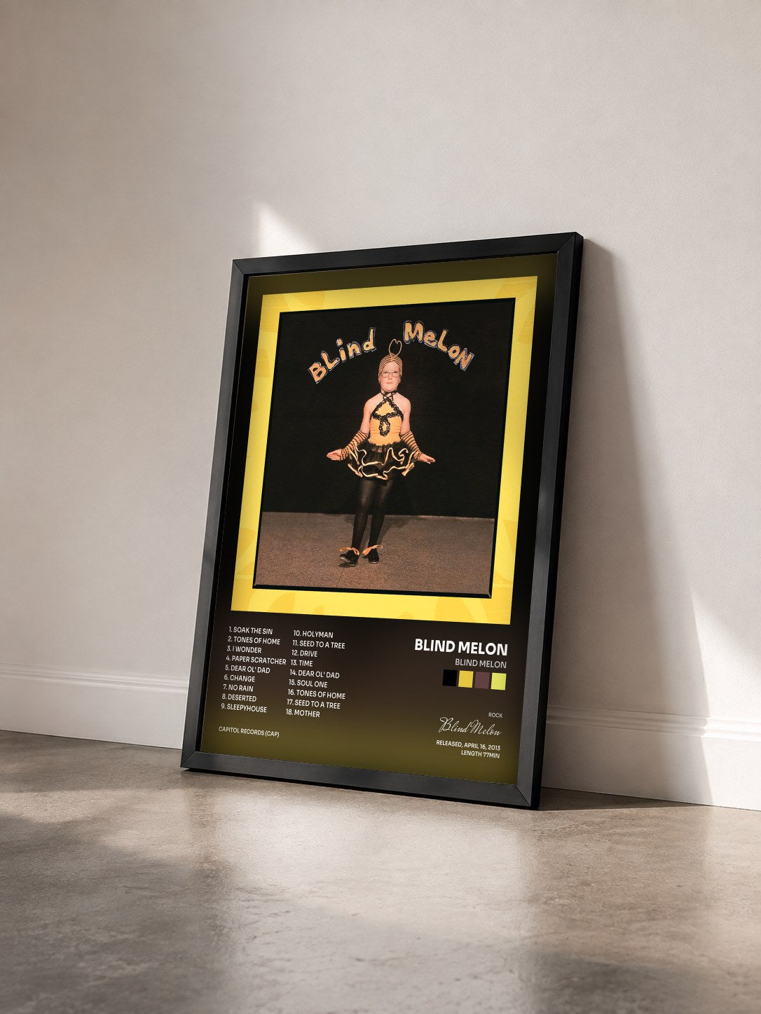 #noir Tableau de l'album Blind Melon de Blind Melon vu de trois quarts, cadre noir