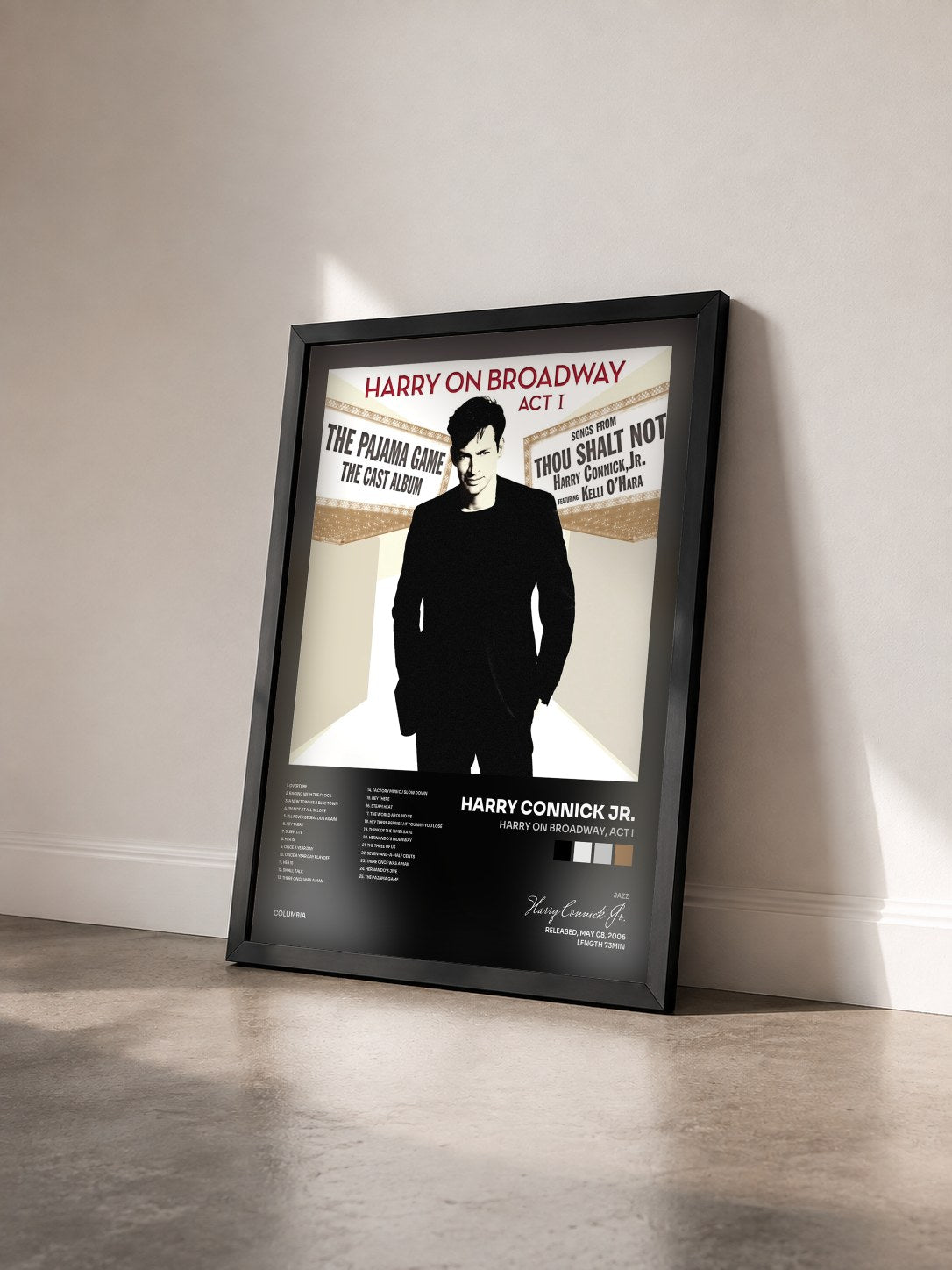 #noir Tableau de l'album Harry On Broadway, Act I de Harry Connick Jr. vu de trois quarts, cadre noir