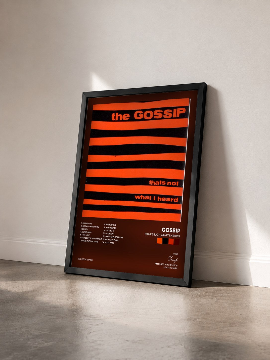 #noir Tableau de l'album That's Not What I Heard de Gossip vu de trois quarts, cadre noir