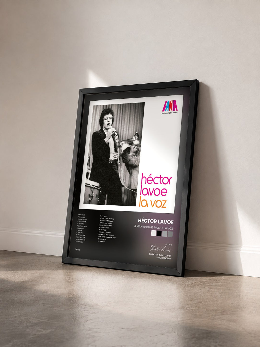 #noir Tableau de l'album A Man And His Music: La Voz de Héctor Lavoe vu de trois quarts, cadre noir