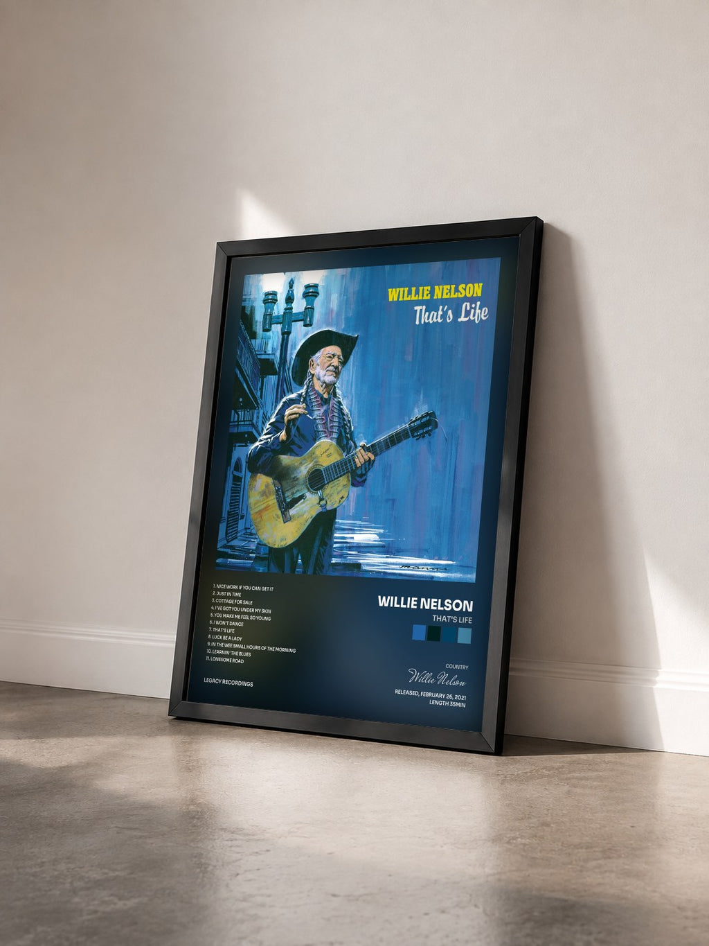 #noir Tableau de l'album That's Life de Willie Nelson vu de trois quarts, cadre noir