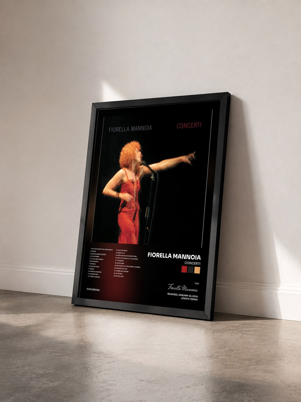 #noir Tableau de l'album Concerti de Fiorella Mannoia vu de trois quarts, cadre noir