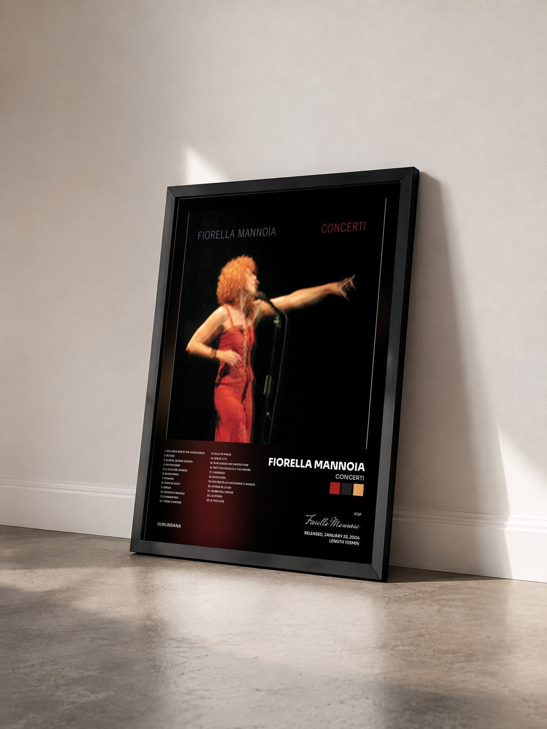#noir Tableau de l'album Concerti de Fiorella Mannoia vu de trois quarts, cadre noir