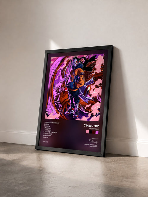 #noir Jinchuuriki by 7 Minutoz as a framed art print seen at an angle, black frame