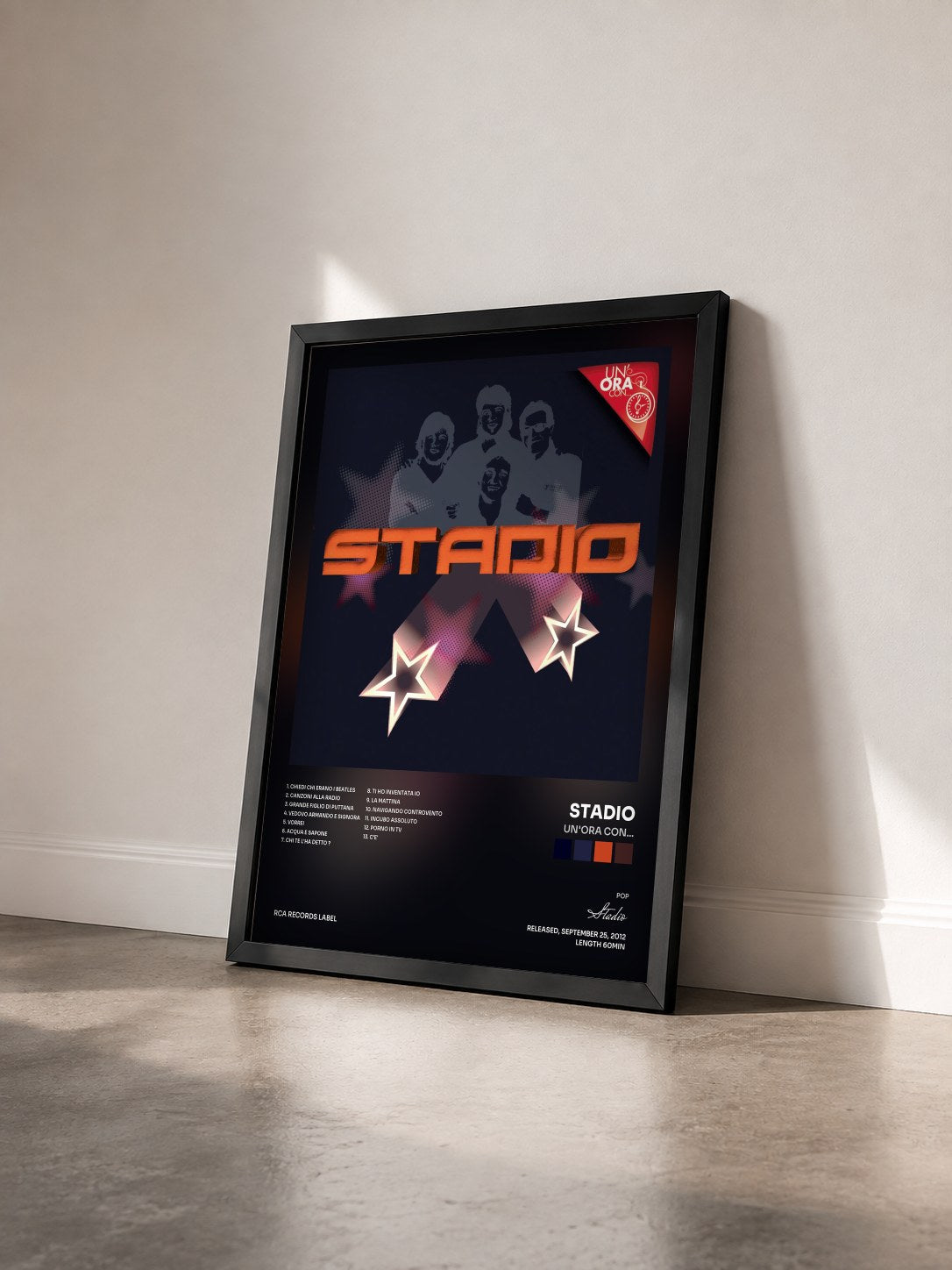 #noir Tableau de l'album Un'ora con... de Stadio vu de trois quarts, cadre noir