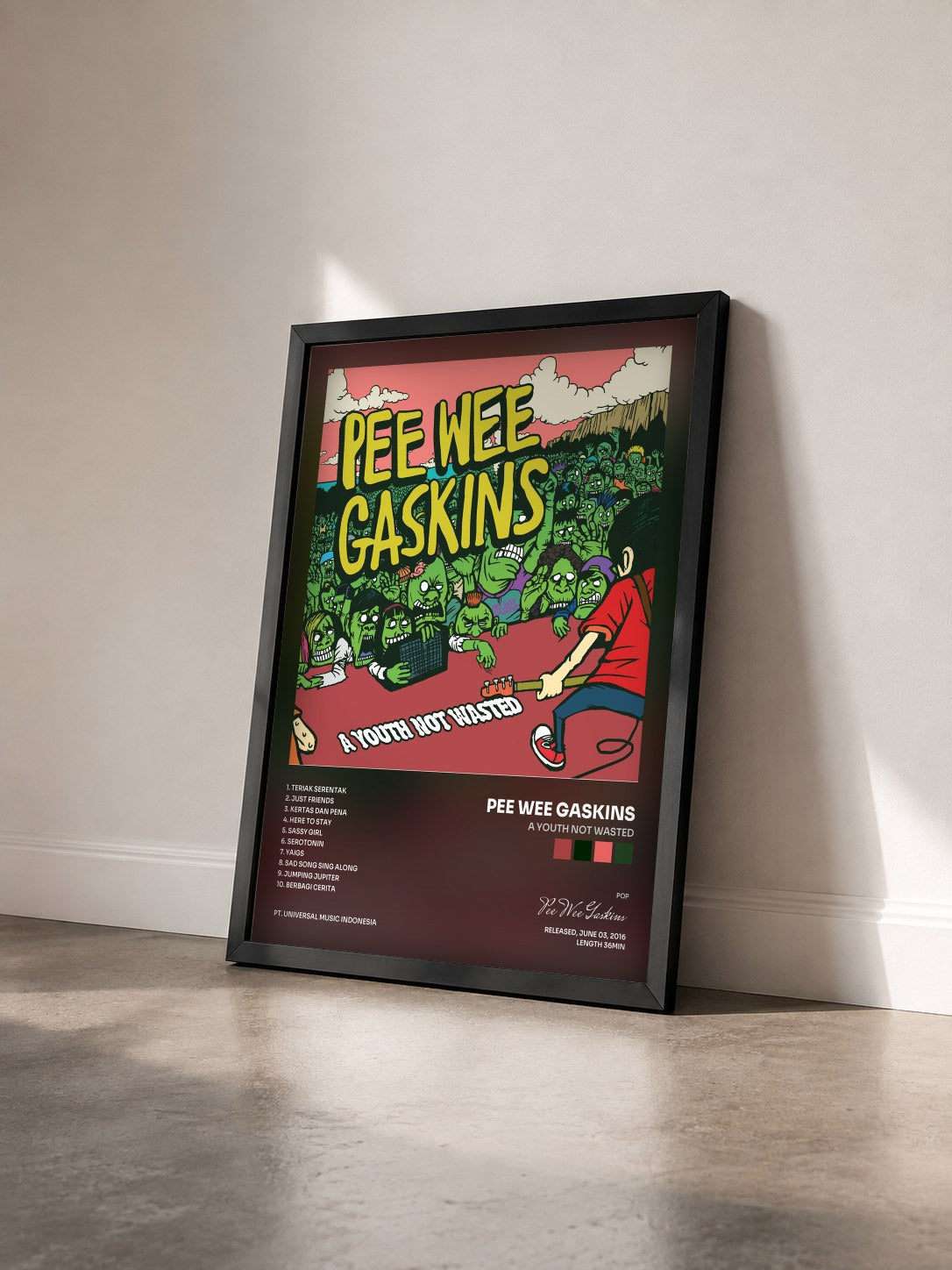 #noir Tableau de l'album A Youth Not Wasted de Pee Wee Gaskins vu de trois quarts, cadre noir