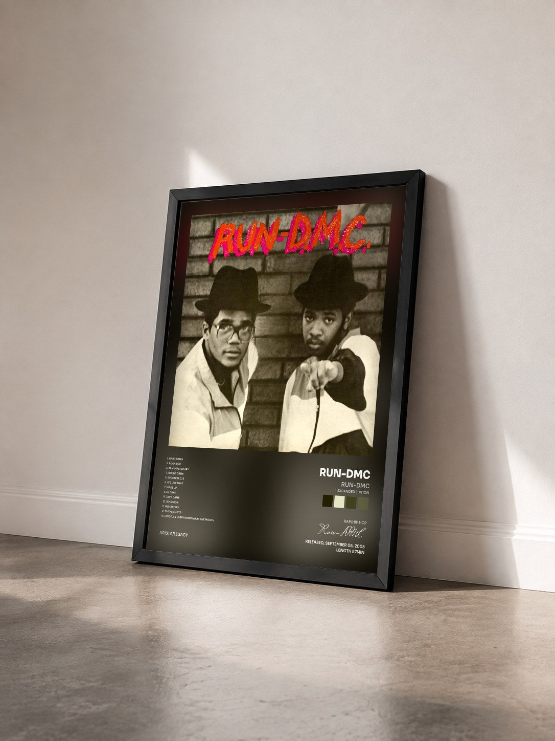 #noir Tableau de l'album RUN-DMC (Expanded Edition) de Run-DMC vu de trois quarts, cadre noir