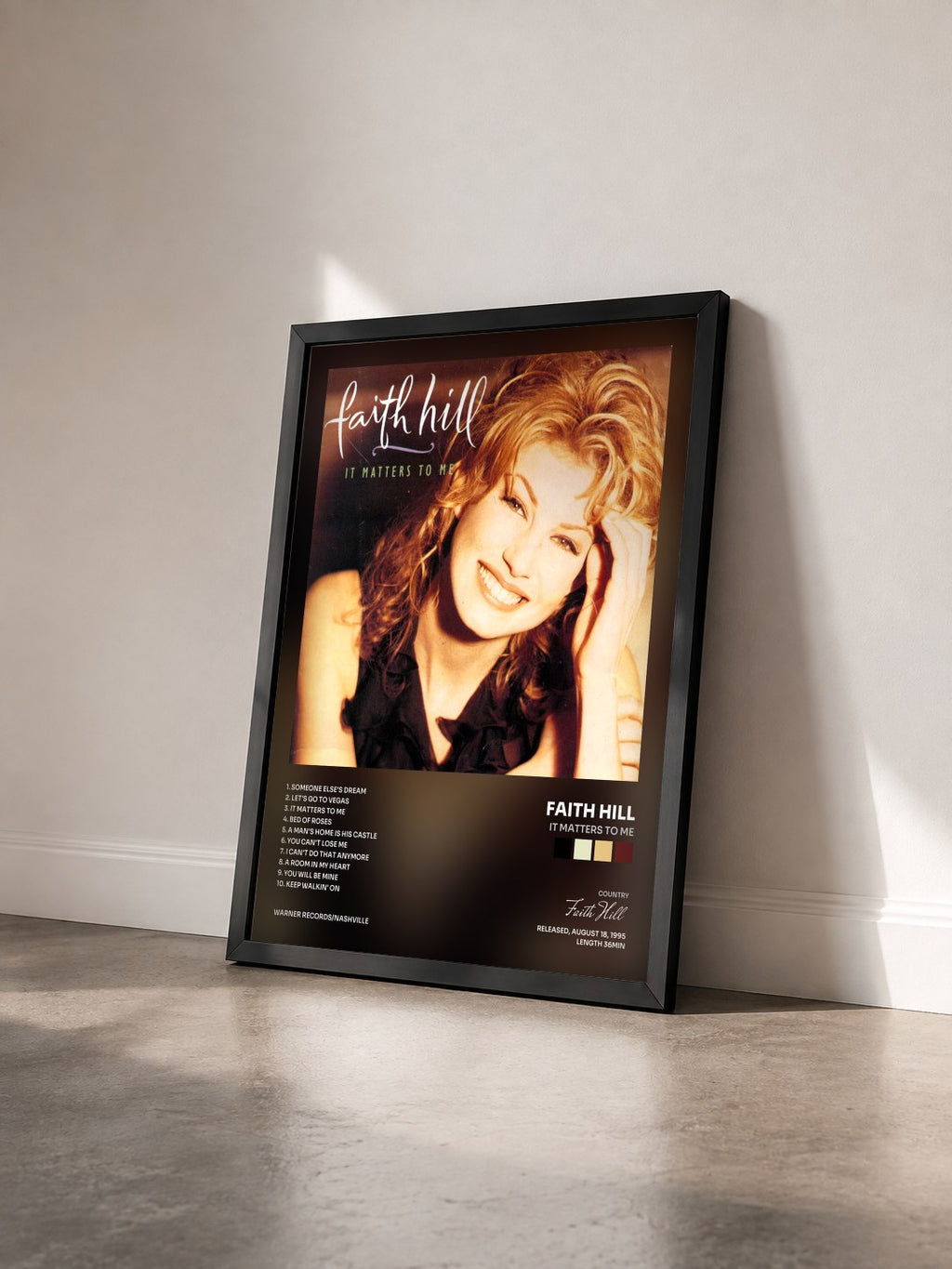 #noir Tableau de l'album It Matters to Me de Faith Hill vu de trois quarts, cadre noir