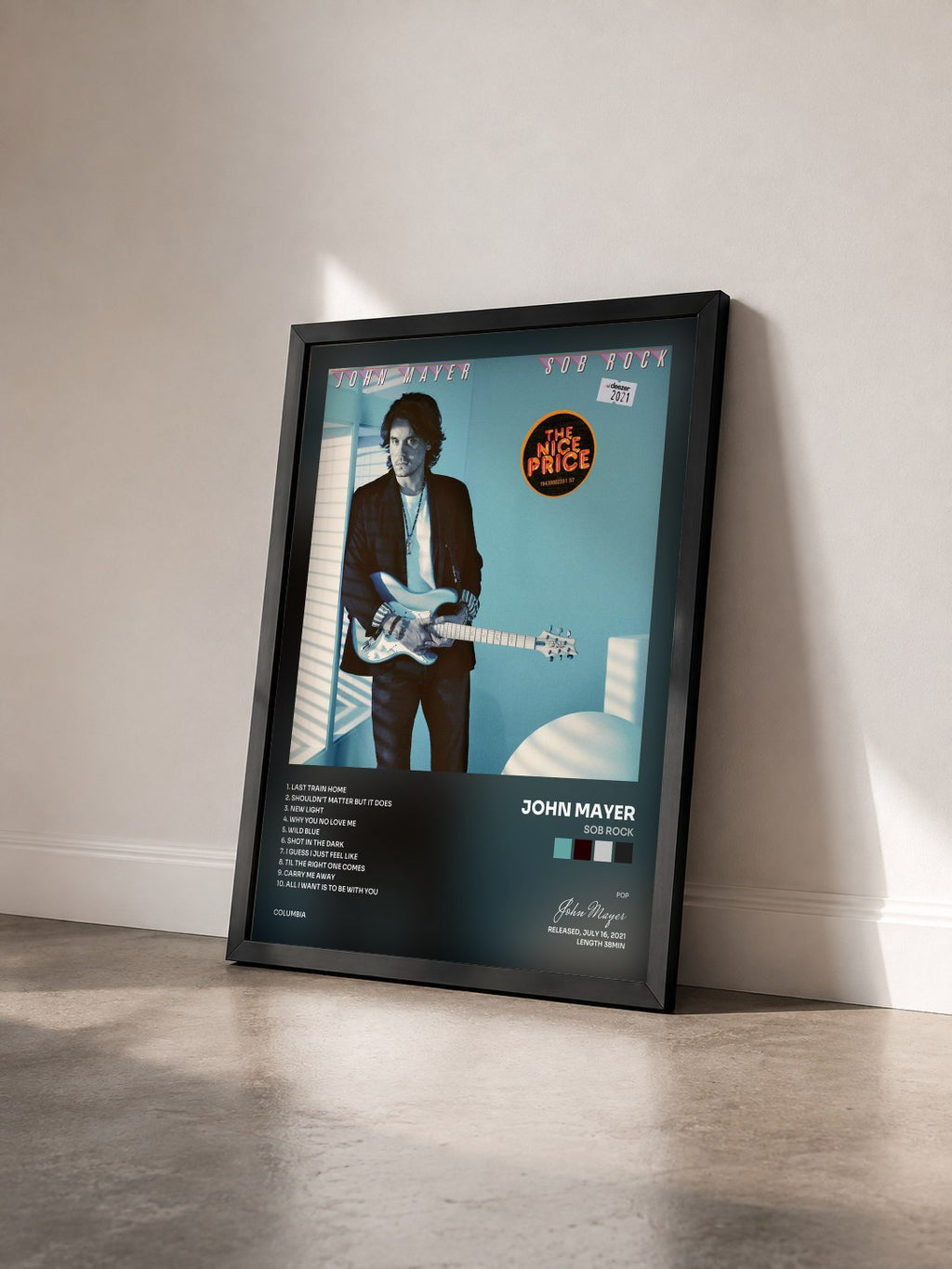 #noir Tableau de l'album Sob Rock de John Mayer vu de trois quarts, cadre noir