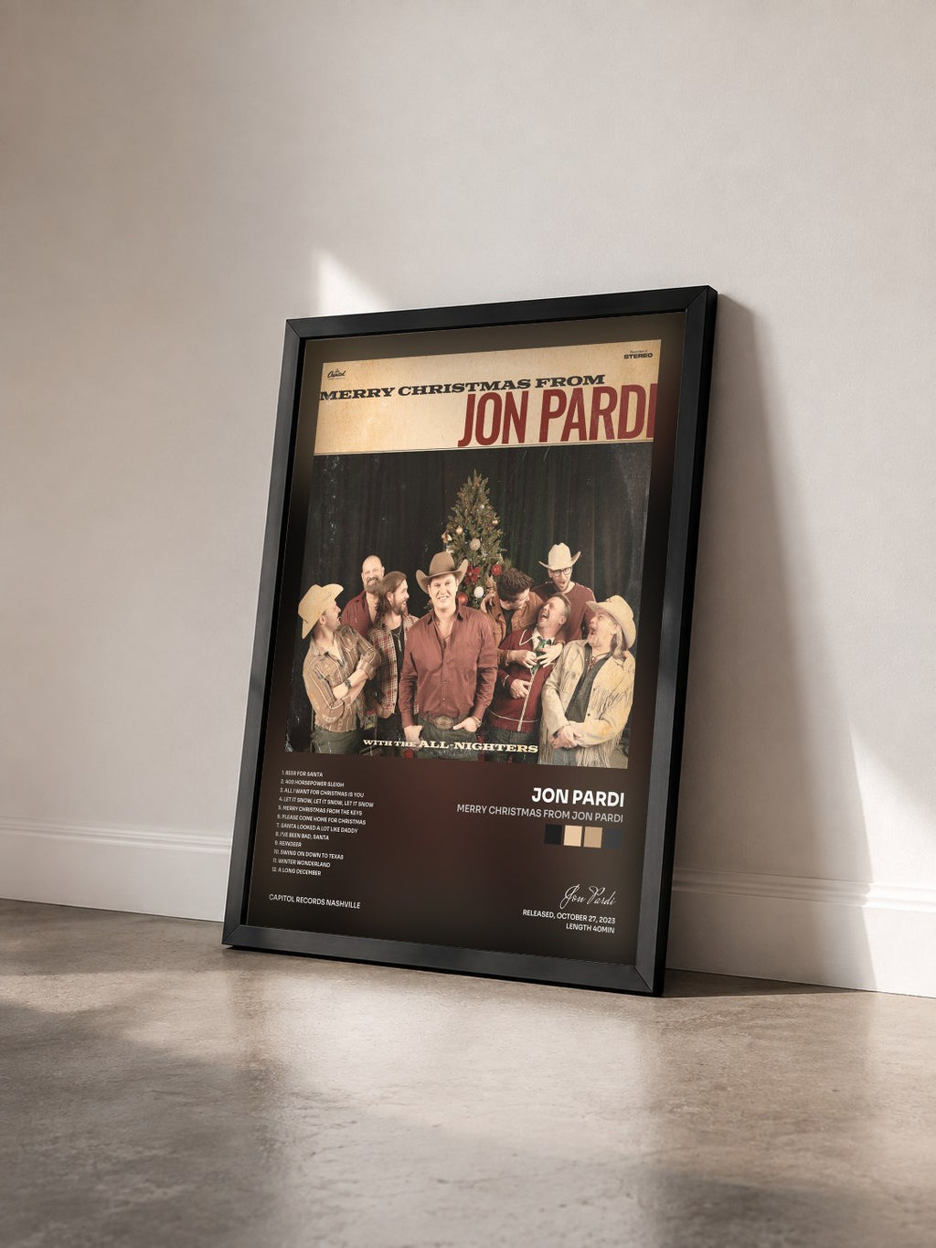 #noir Tableau de l'album Merry Christmas From Jon Pardi de Jon Pardi vu de trois quarts, cadre noir