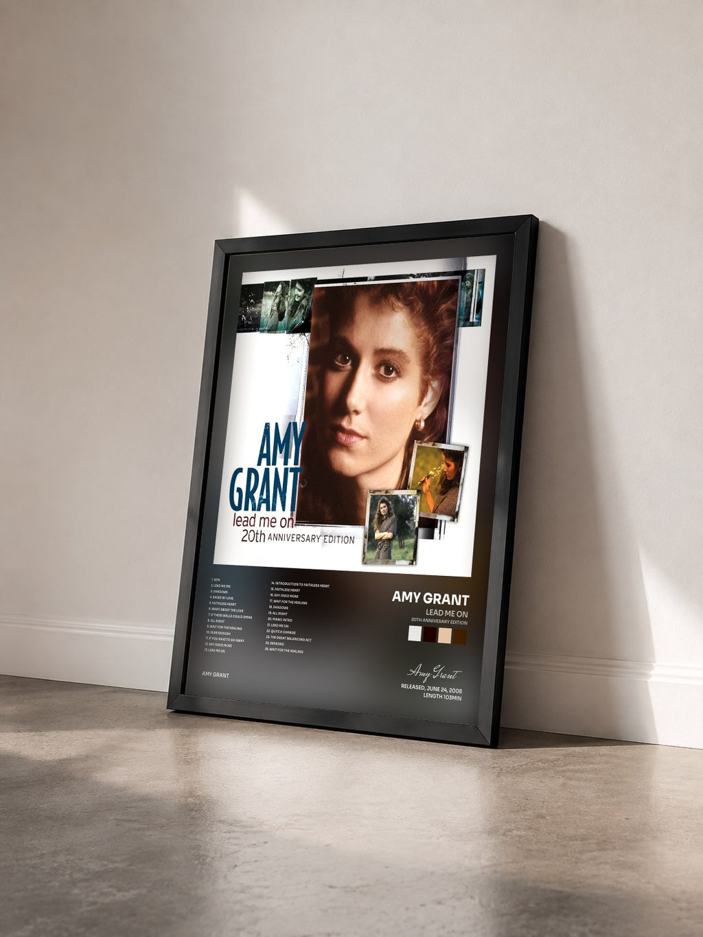 #noir Tableau de l'album Lead Me On (20th Annivesary Edition) de Amy Grant vu de trois quarts, cadre noir