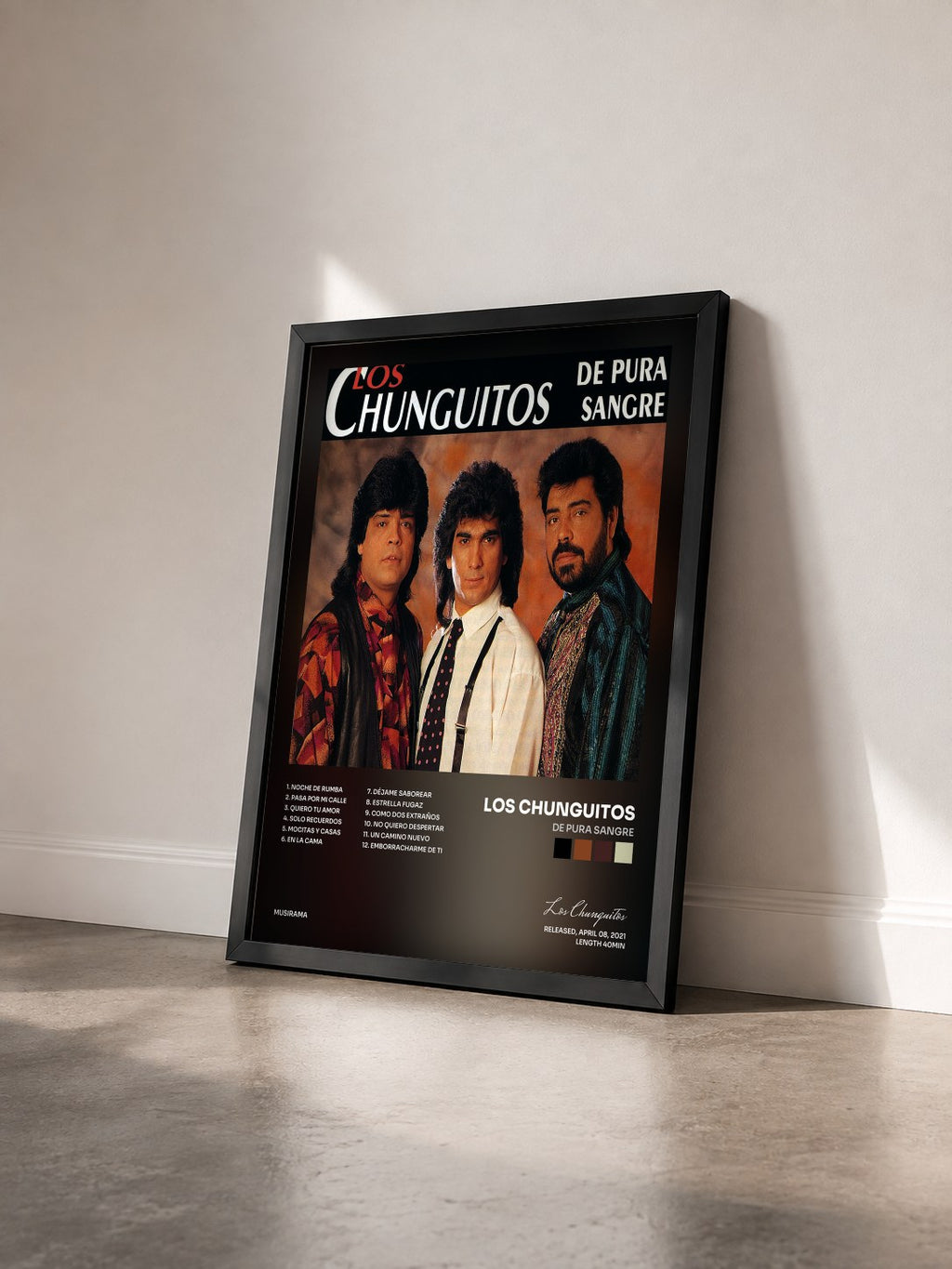 #noir Tableau de l'album De Pura Sangre de Los Chunguitos vu de trois quarts, cadre noir