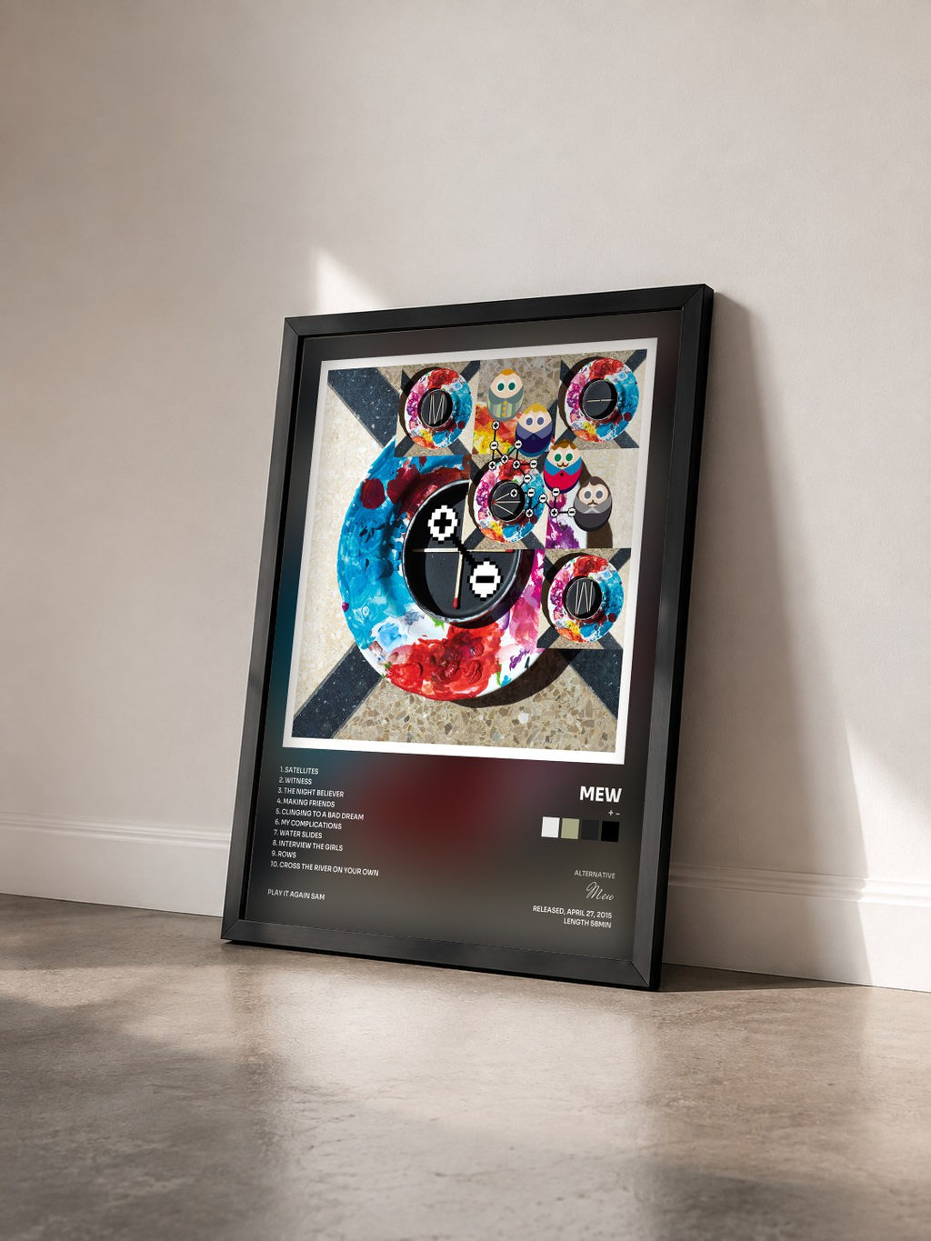 #noir Tableau de l'album + - de Mew vu de trois quarts, cadre noir