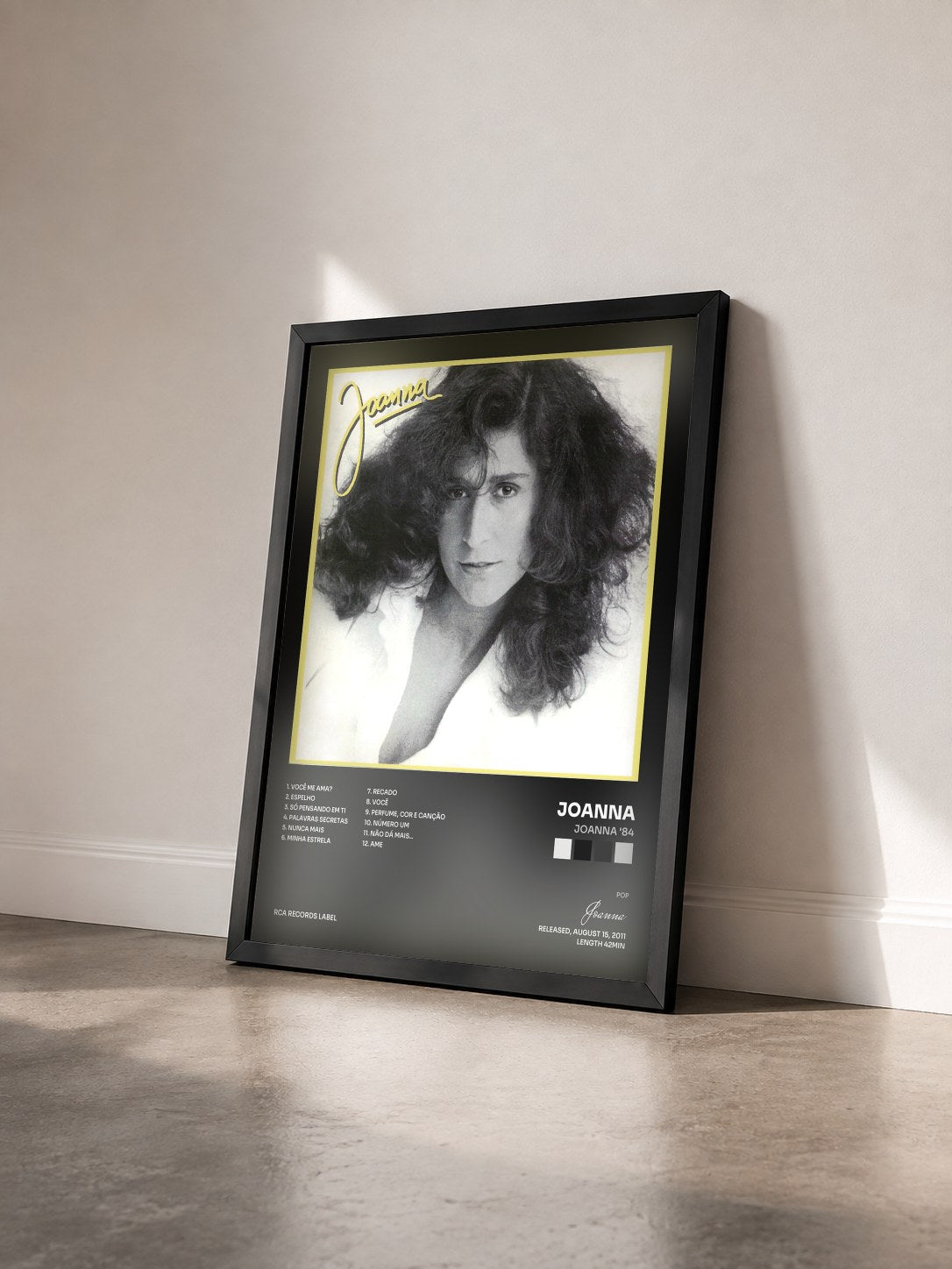 #noir Tableau de l'album Joanna '84 de Joanna vu de trois quarts, cadre noir