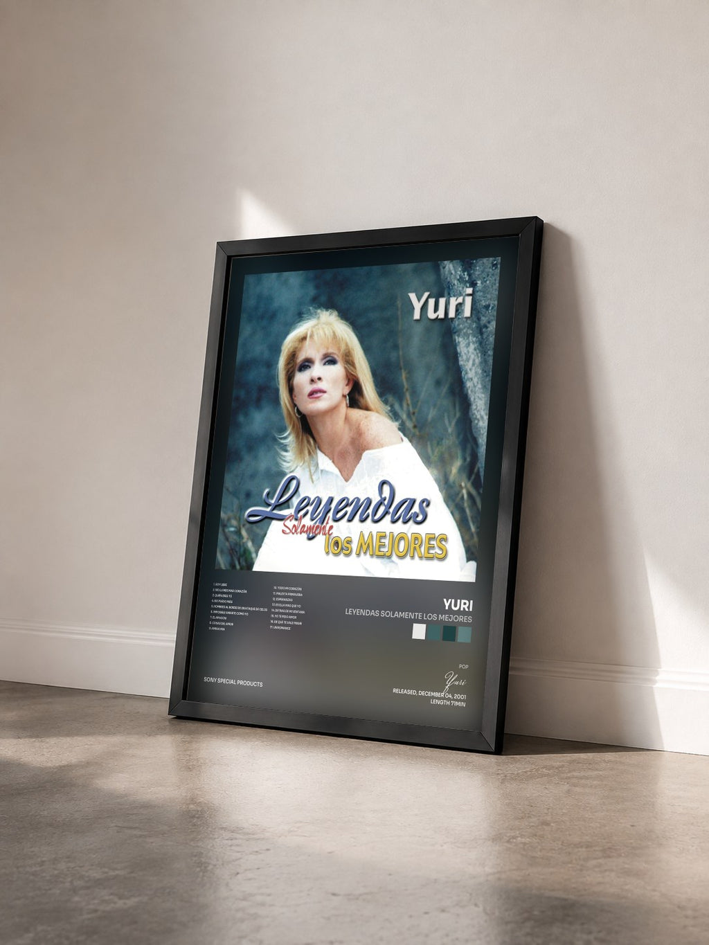 #noir Tableau de l'album Leyendas Solamente Los Mejores de Yuri vu de trois quarts, cadre noir