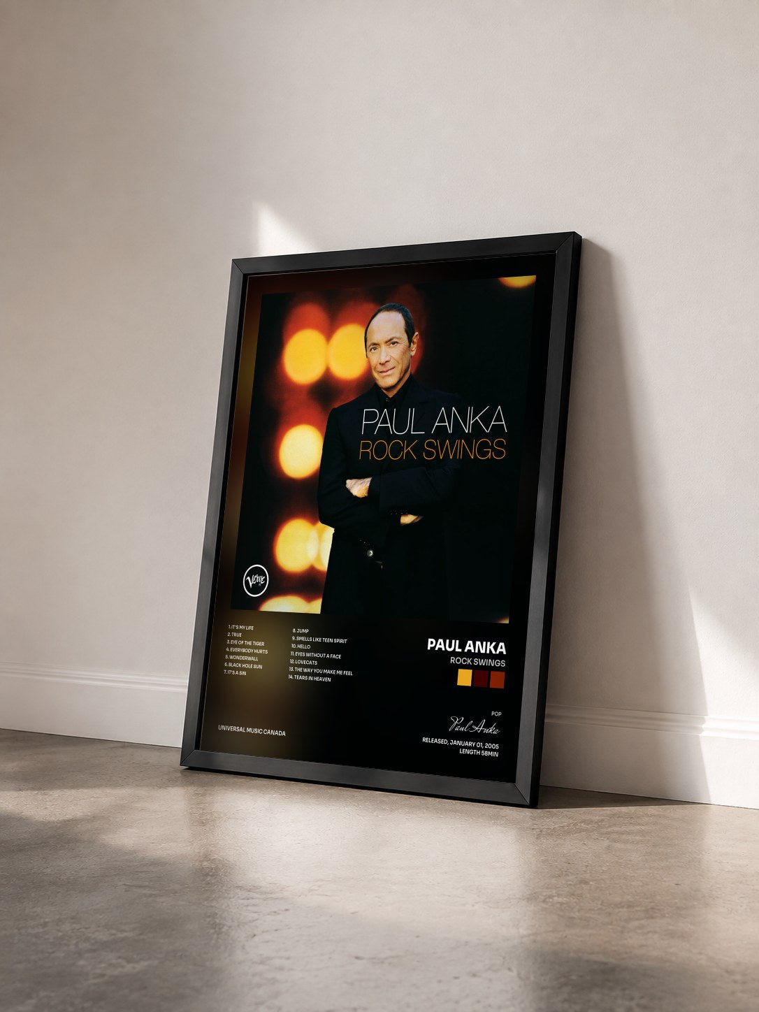 #noir Tableau de l'album Rock Swings de Paul Anka vu de trois quarts, cadre noir