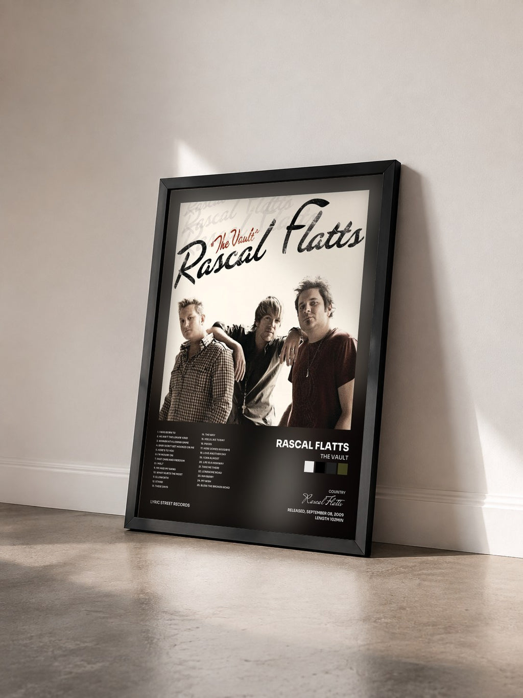 #noir Tableau de l'album The Vault de Rascal Flatts vu de trois quarts, cadre noir