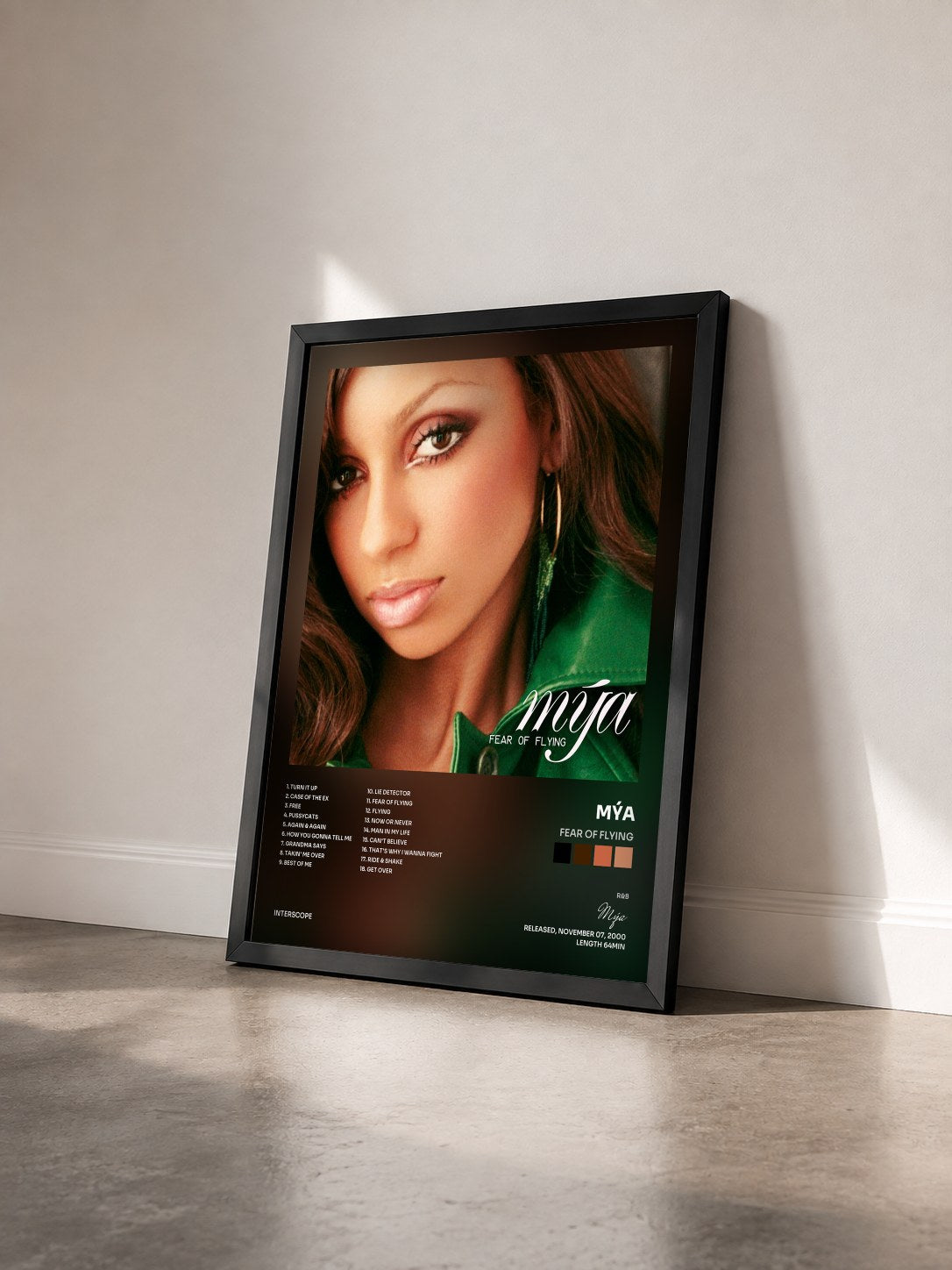 #noir Tableau de l'album Fear Of Flying de Mýa vu de trois quarts, cadre noir