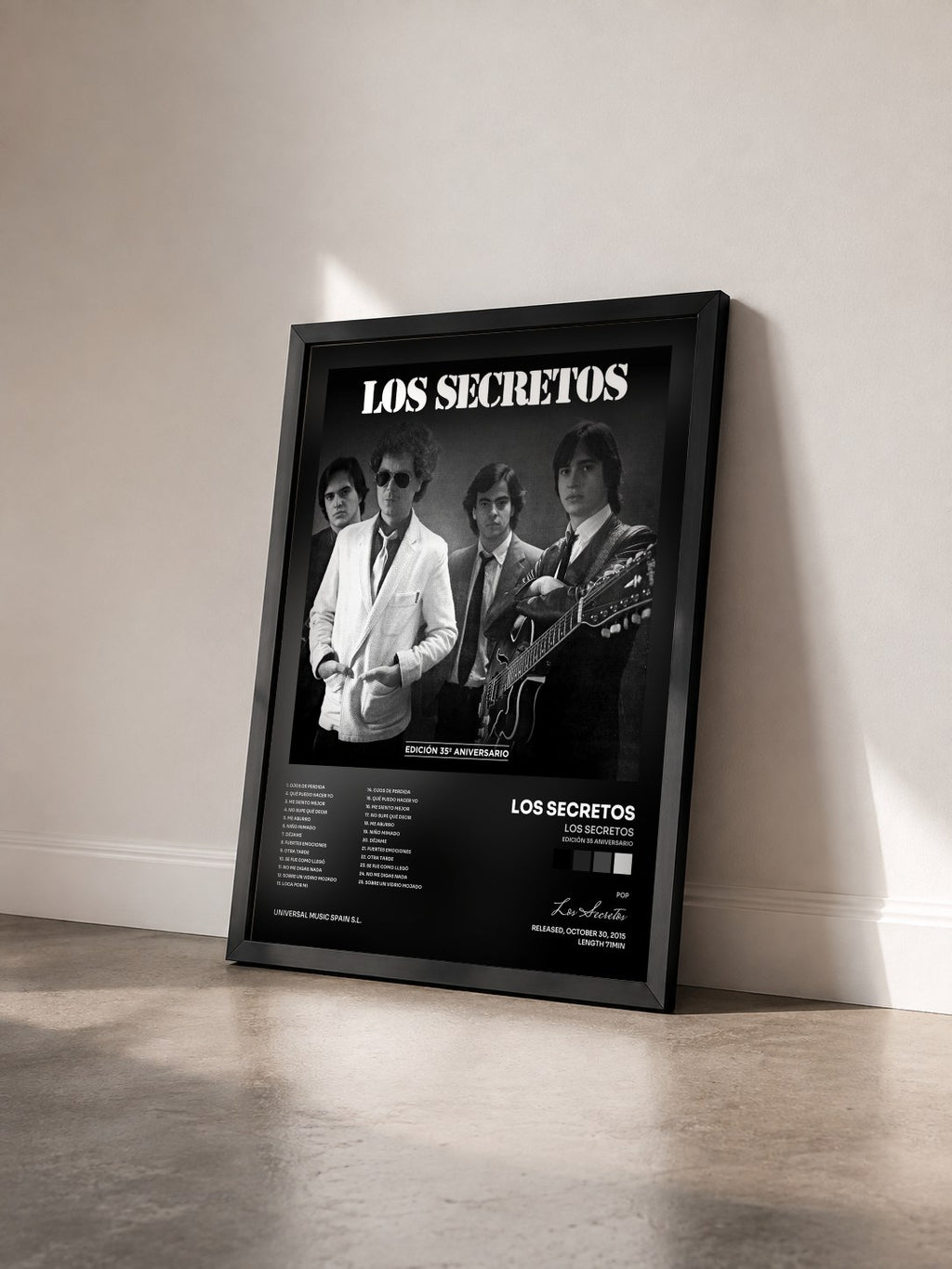 #noir Tableau de l'album Los Secretos (Edición 35 Aniversario) de Los Secretos vu de trois quarts, cadre noir