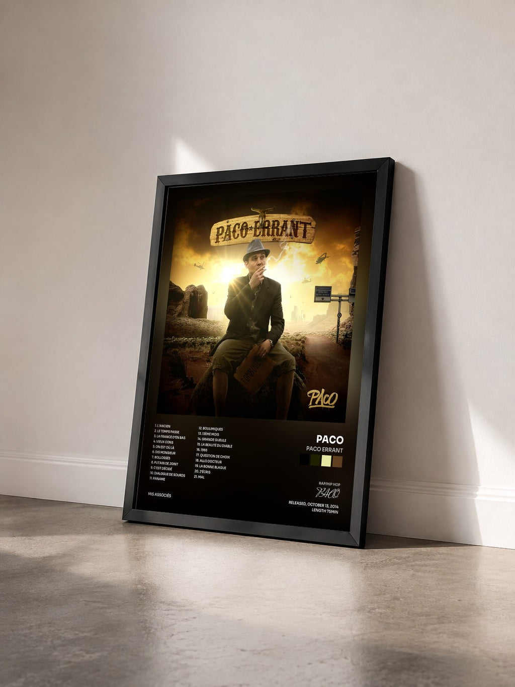 #noir Tableau de l'album Paco errant de PACO vu de trois quarts, cadre noir