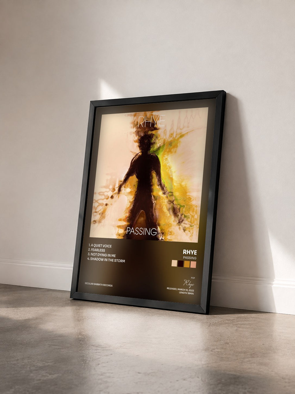 #noir Tableau de l'album Passing de Rhye vu de trois quarts, cadre noir