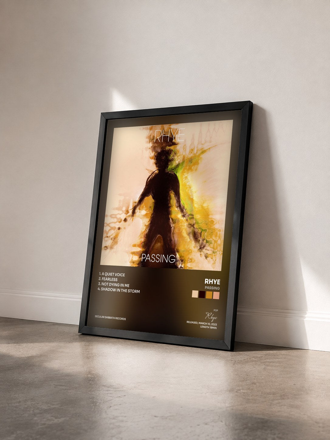 #noir Tableau de l'album Passing de Rhye vu de trois quarts, cadre noir
