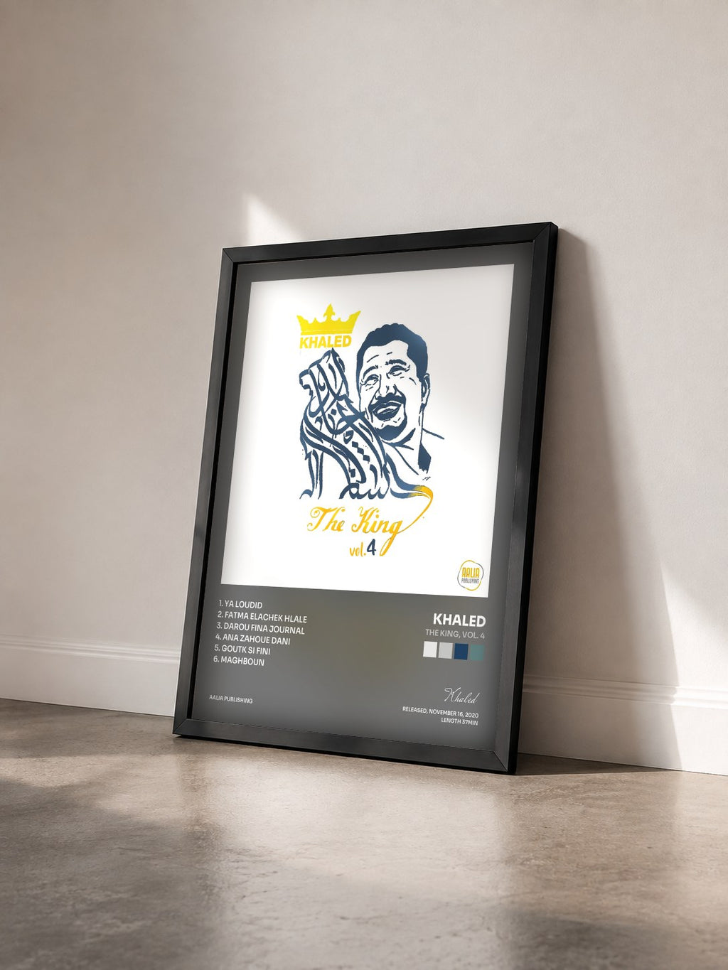 #noir Tableau de l'album The King, Vol. 4 de Khaled vu de trois quarts, cadre noir