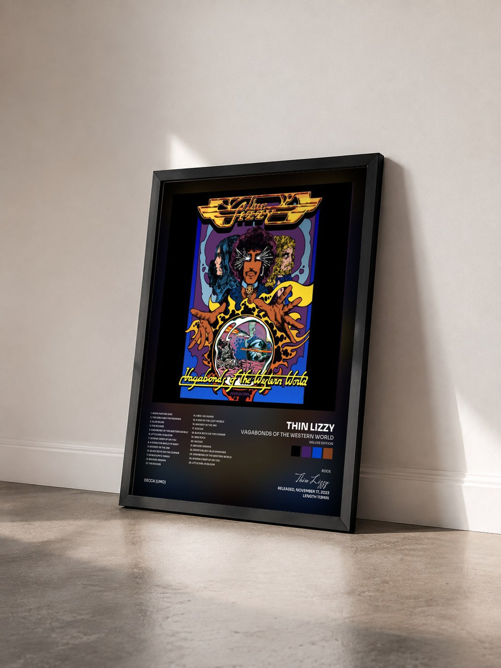 #noir Tableau de l'album Vagabonds Of The Western World (Deluxe Edition) de Thin Lizzy vu de trois quarts, cadre noir