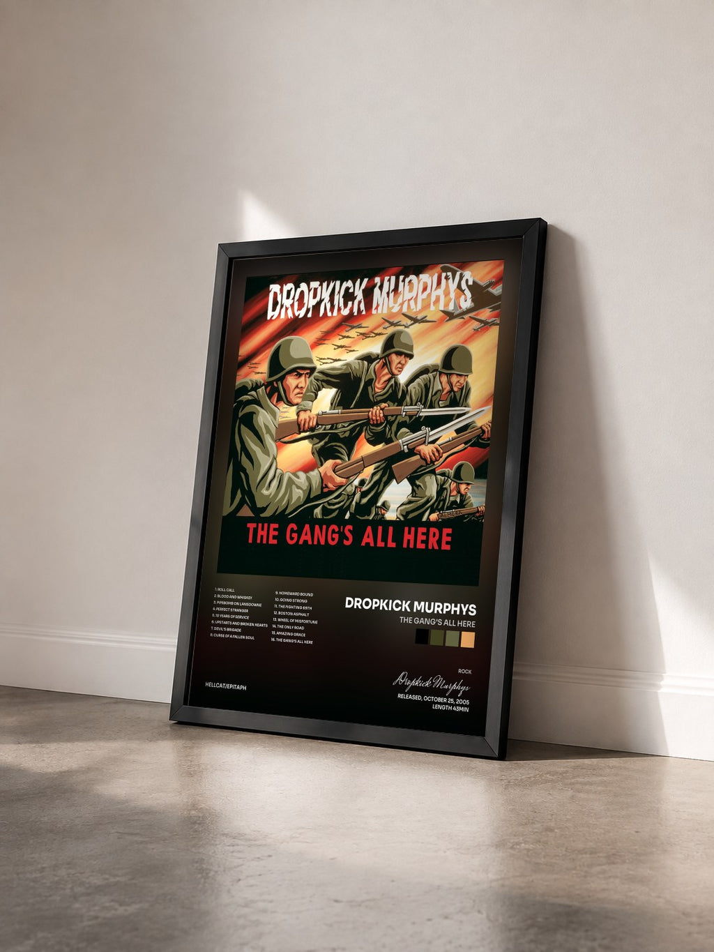 #noir Tableau de l'album The Gang's All Here de Dropkick Murphys vu de trois quarts, cadre noir
