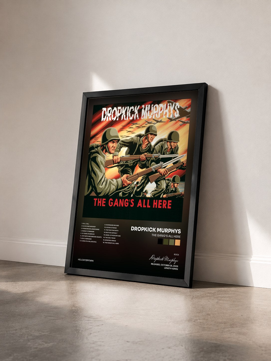 #noir Tableau de l'album The Gang's All Here de Dropkick Murphys vu de trois quarts, cadre noir