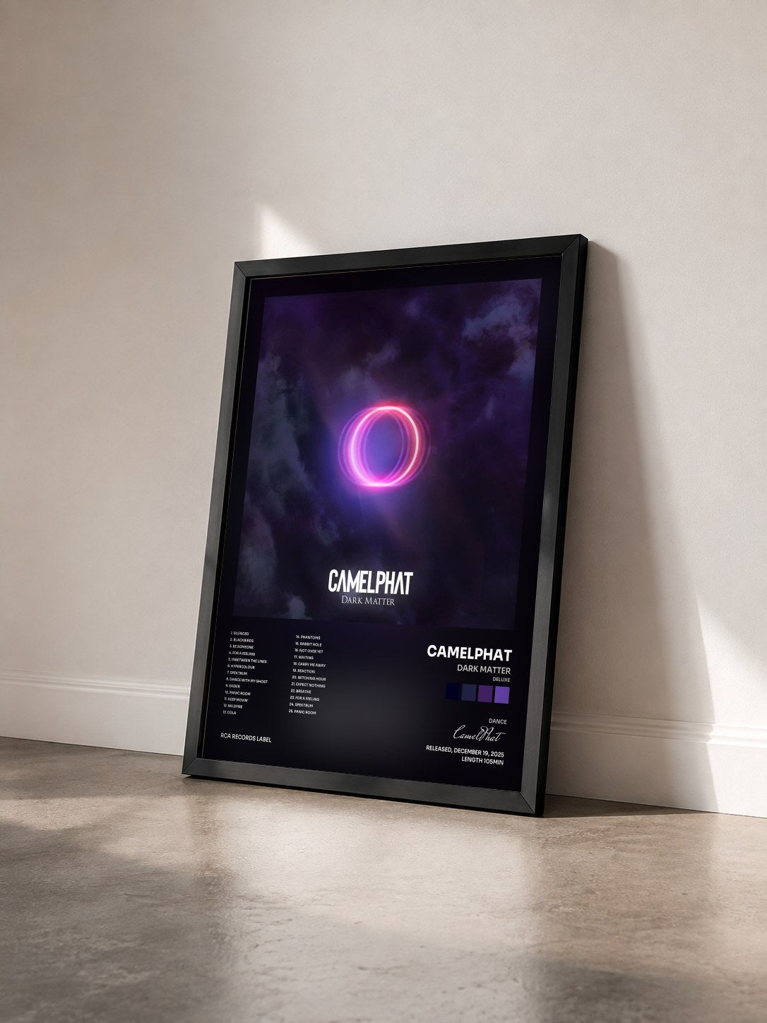 #noir Tableau de l'album Dark Matter (Deluxe) de CamelPhat vu de trois quarts, cadre noir