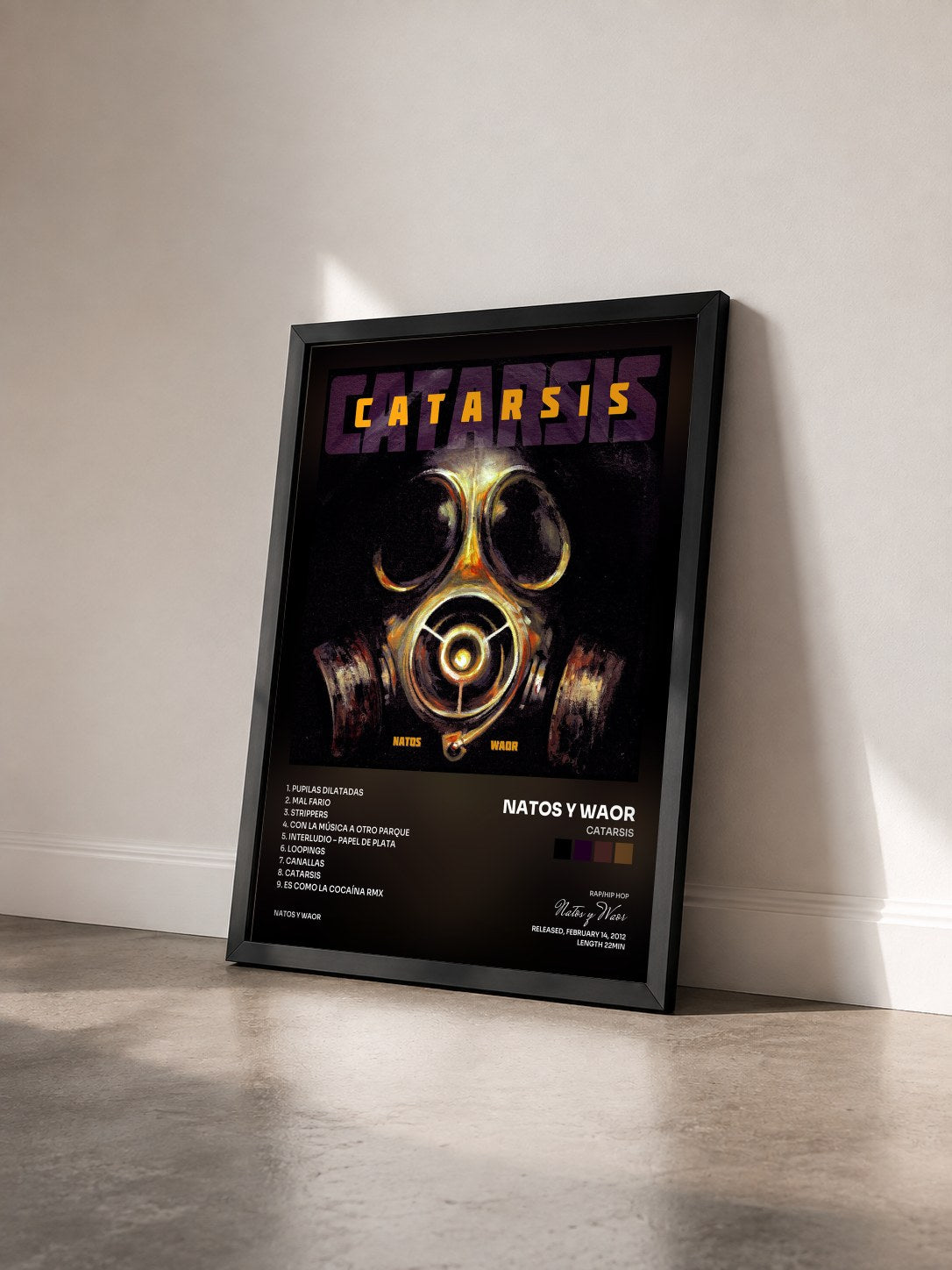 #noir Tableau de l'album Catarsis de Natos y Waor vu de trois quarts, cadre noir