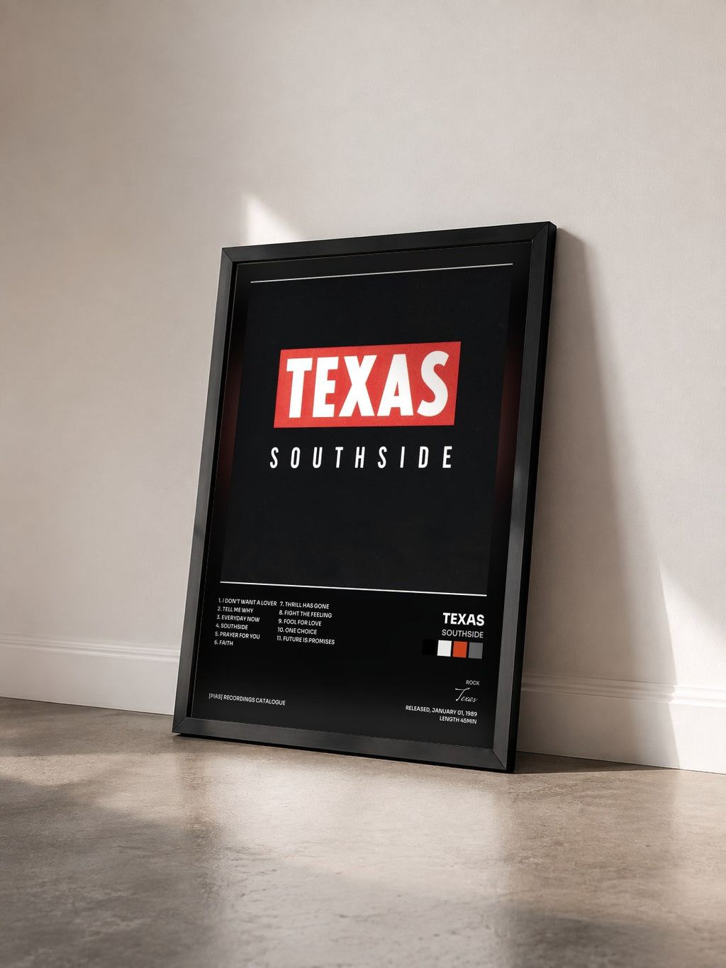 #noir Tableau de l'album Southside de Texas vu de trois quarts, cadre noir