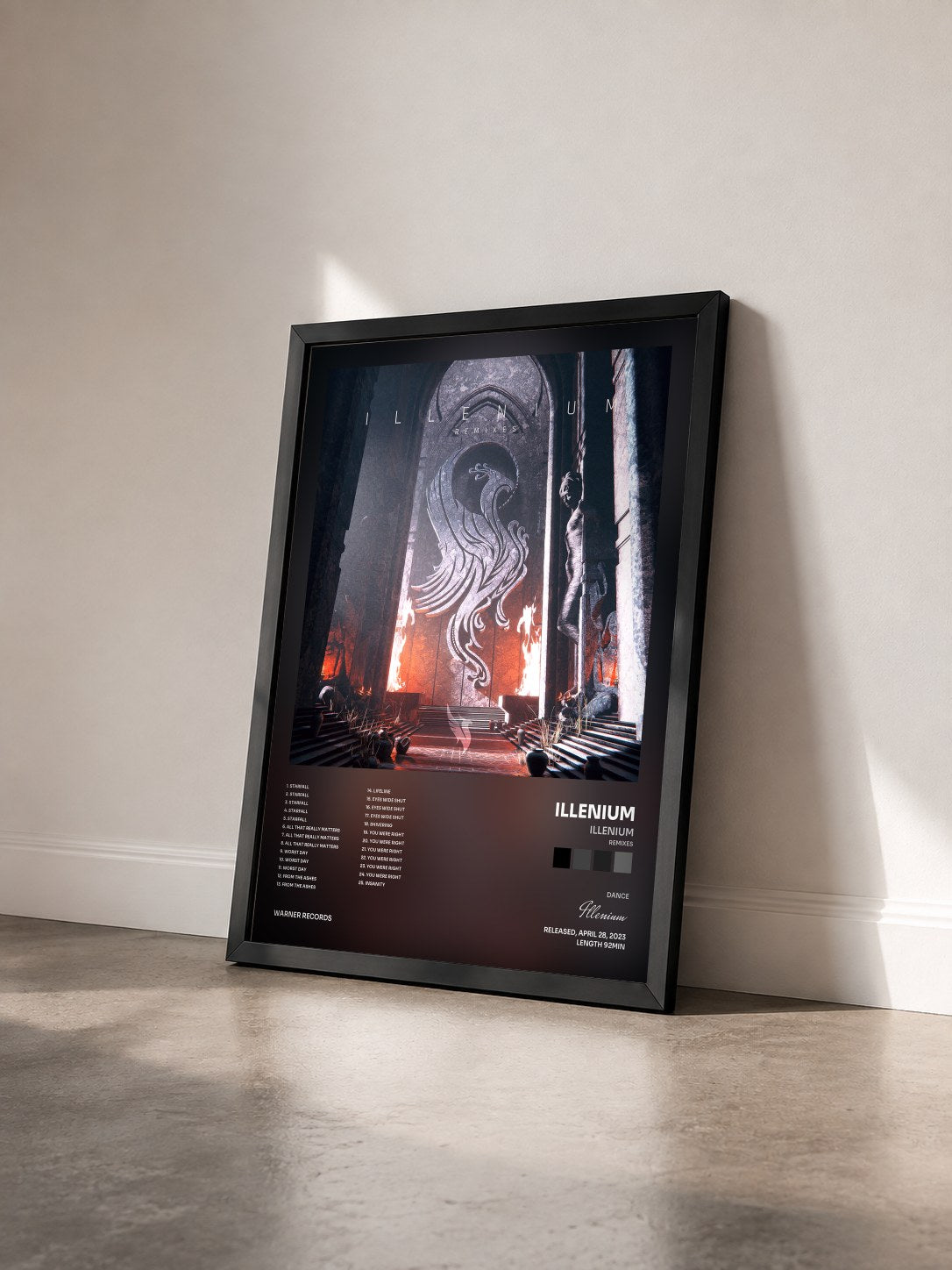 #noir Tableau de l'album ILLENIUM (Remixes) de Illenium vu de trois quarts, cadre noir
