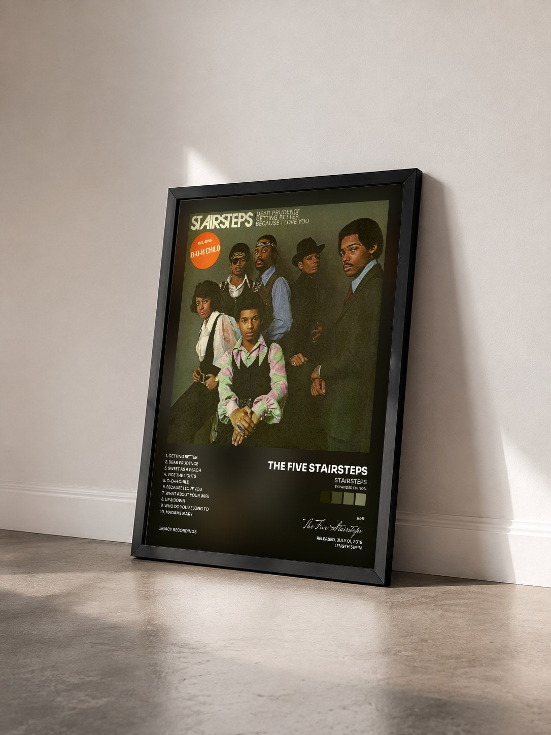 #noir Tableau de l'album Stairsteps (Expanded Edition) de The Five Stairsteps vu de trois quarts, cadre noir