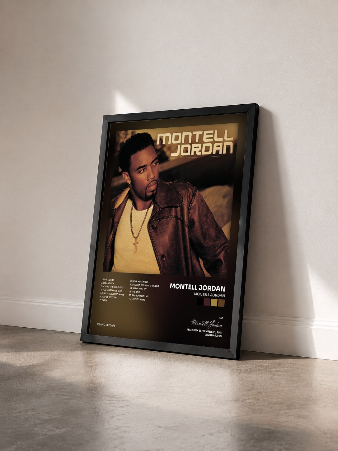 #noir Tableau de l'album Montell Jordan de Montell Jordan vu de trois quarts, cadre noir