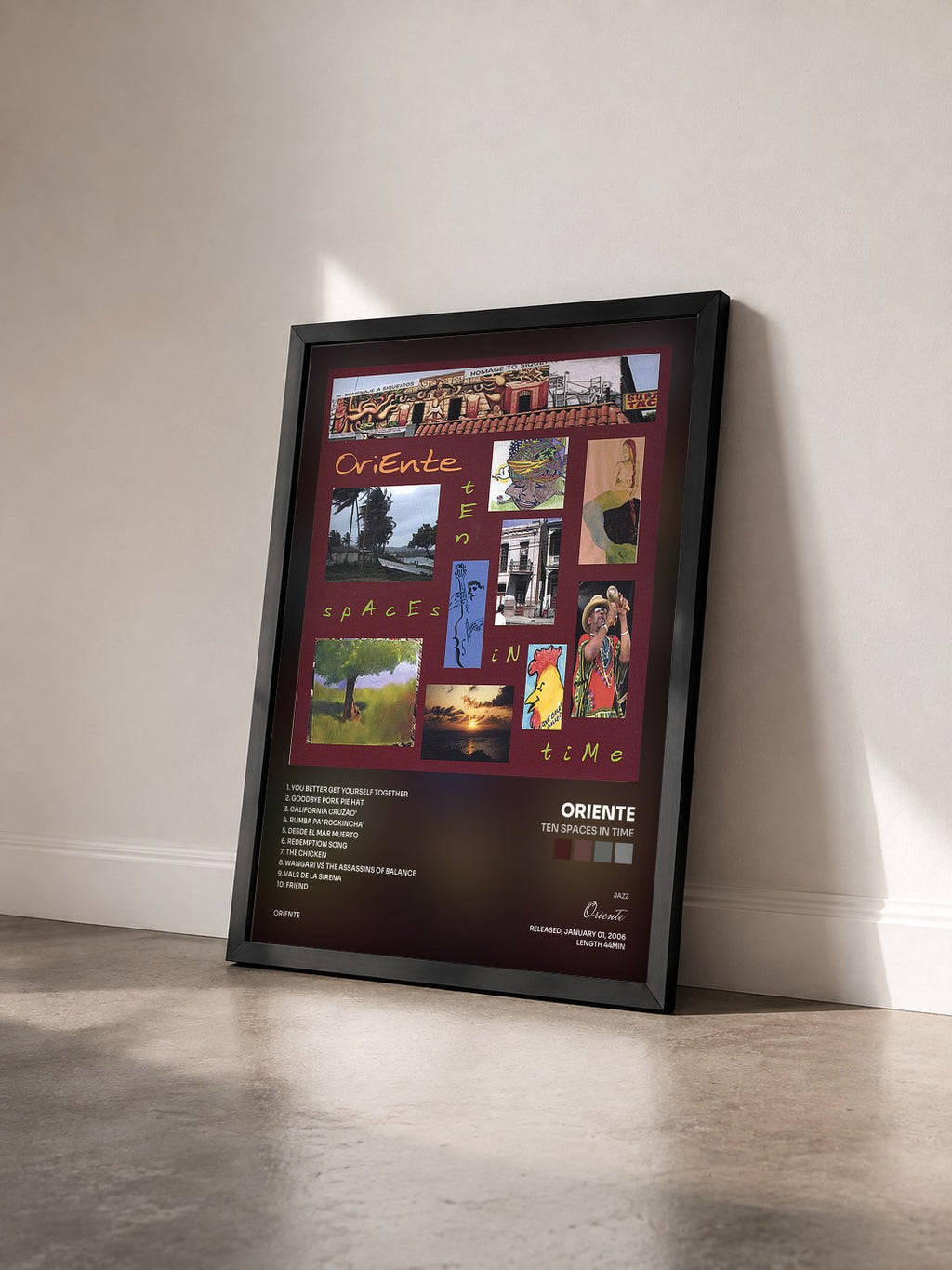 #noir Tableau de l'album Ten Spaces In Time de Oriente vu de trois quarts, cadre noir