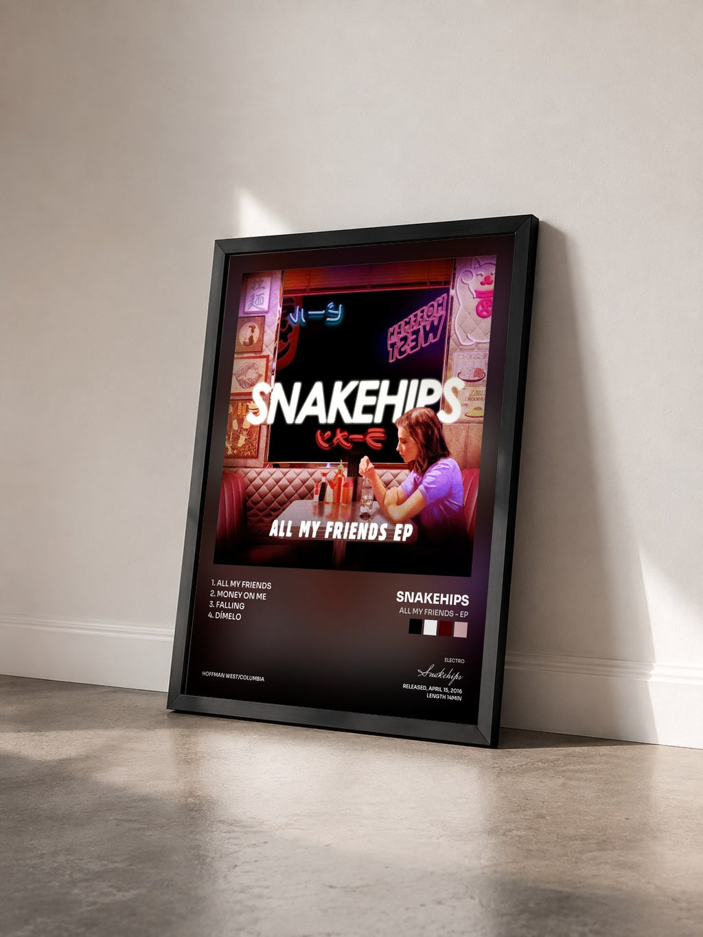 #noir Tableau de l'album All My Friends - EP de Snakehips vu de trois quarts, cadre noir