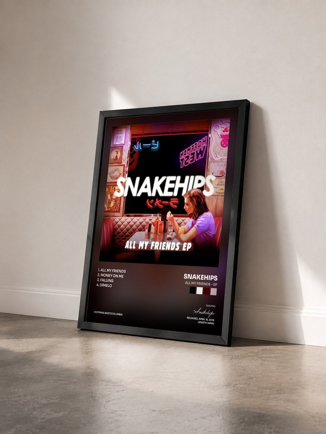 #noir Tableau de l'album All My Friends - EP de Snakehips vu de trois quarts, cadre noir