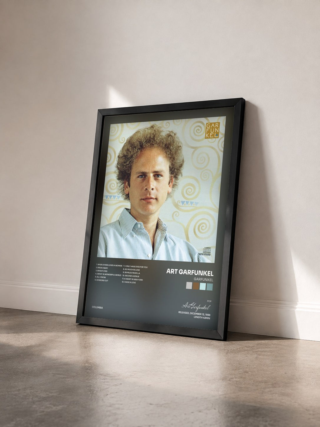 #noir Tableau de l'album Garfunkel de Art Garfunkel vu de trois quarts, cadre noir